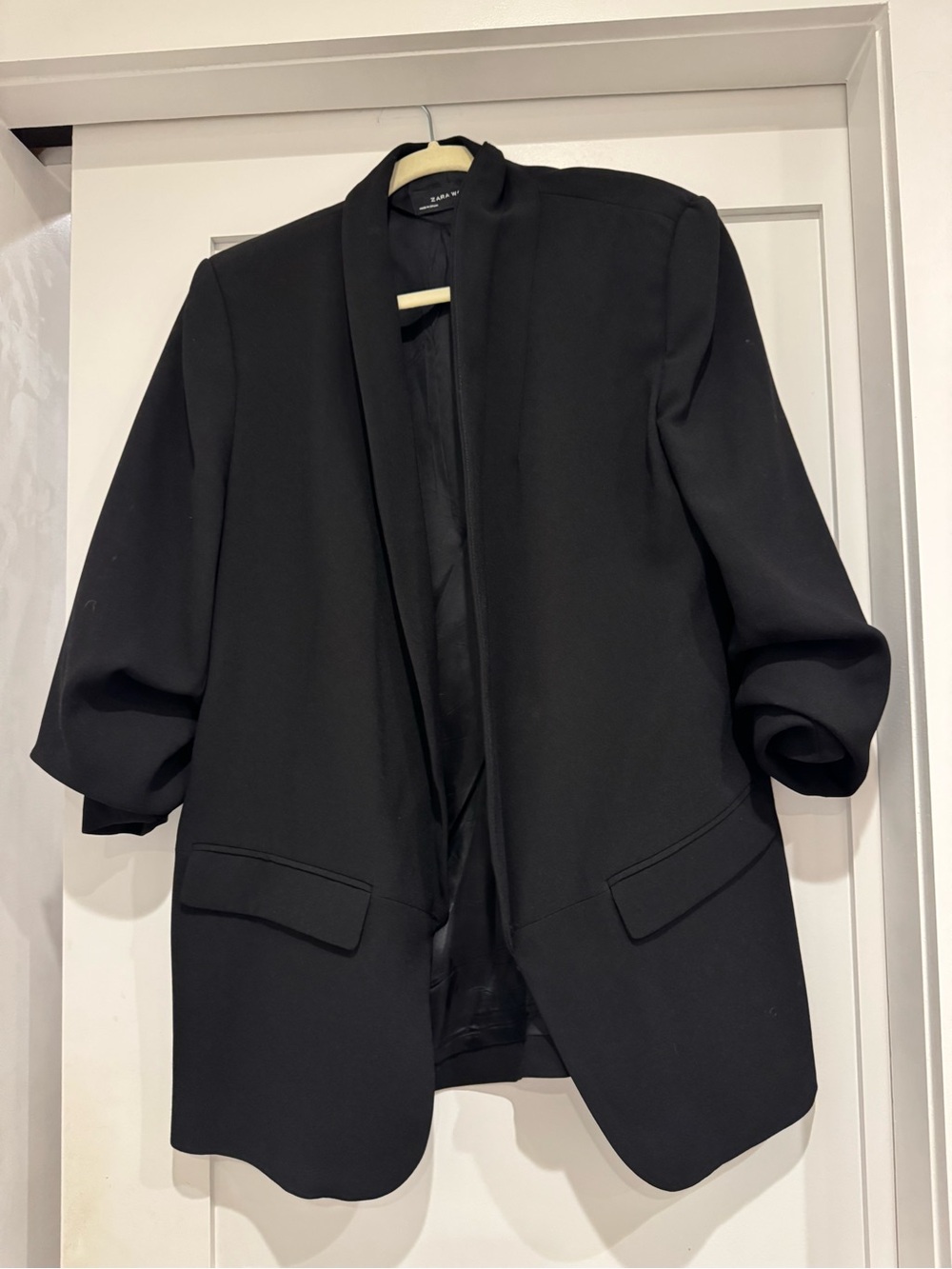 Zara Classic Black Women's Open-Front Blazer Jacket
